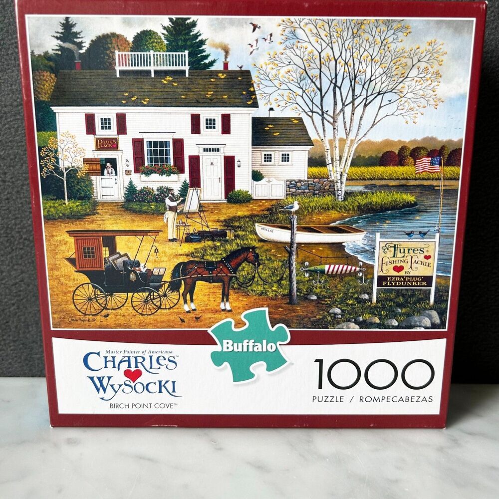 Birch Point Cove Charles Wysocki 1000 Piece Puzzle Buffalo Games - Complete